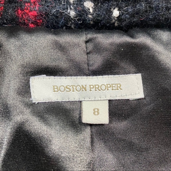 Boston Proper Tweed Plaid Peplum Belted Jacket - Picture 4 of 5